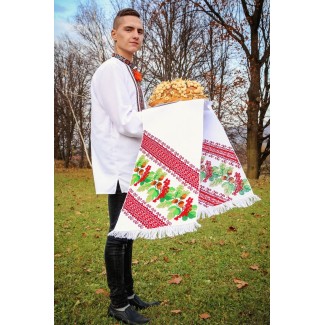  Вишиваний рушник білий на канві ( панамі ) модель 192