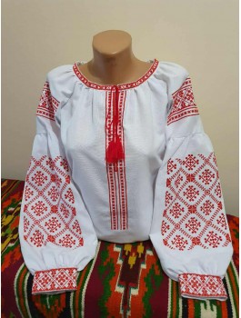  Вишиванка жіноча біла, машинна вишивка гладдю. Домоткане полотно або льон