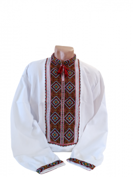 Вишиванка чоловіча біла, вишивка хрестиком, ручна робота. Домоткане полотно або льон