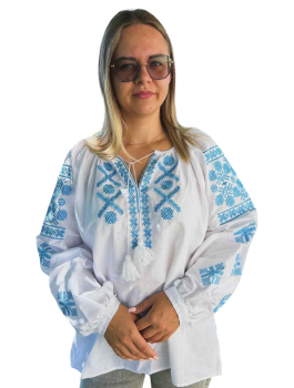  Вишиванка жіноча біла, машинна вишивка гладдю. Домоткане полотно