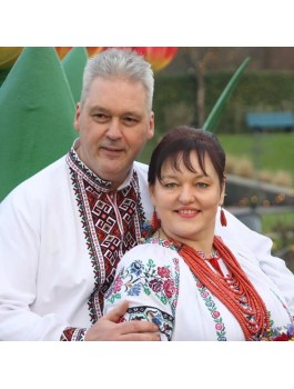  Вишиванка чоловіча біла, вишивка хрестиком, ручна робота. Домоткане полотно або льон